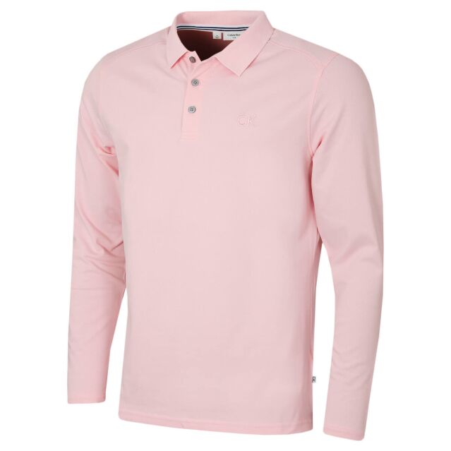 Calvin Klein Mens 2025 Long Sleeve Stretch Campus Golf Polo Shirt