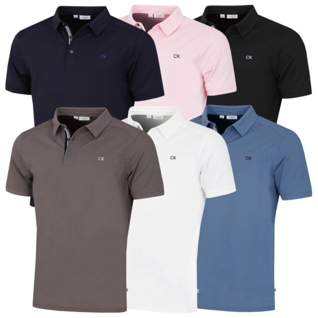 Calvin Klein Mens 2024 Campus Sport Stretch Wicking Golf Polo Shirt
