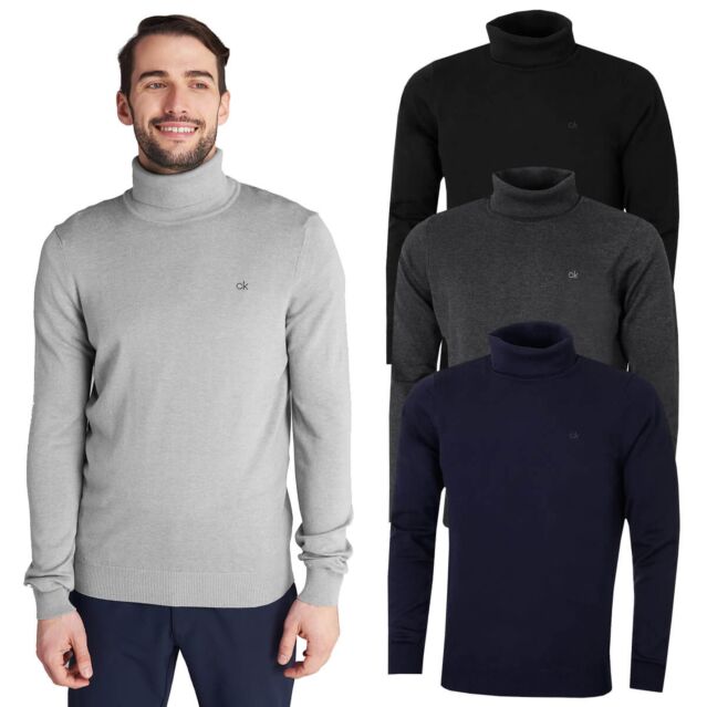 Calvin Klein Mens 2025 CK Roll Neck Rib Knit Durable Sweater