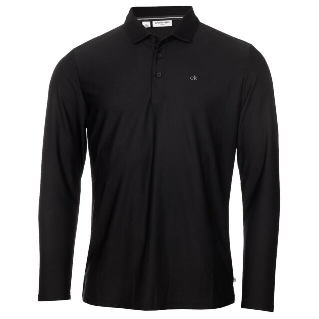 Calvin Klein Mens 2024 Long Sleeve Light Central Golf Polo Shirt