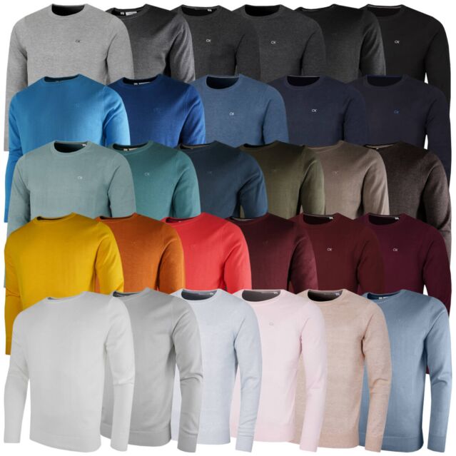 Calvin Klein Mens 2025 Crew Neck Cotton Breathable Golf Sweater