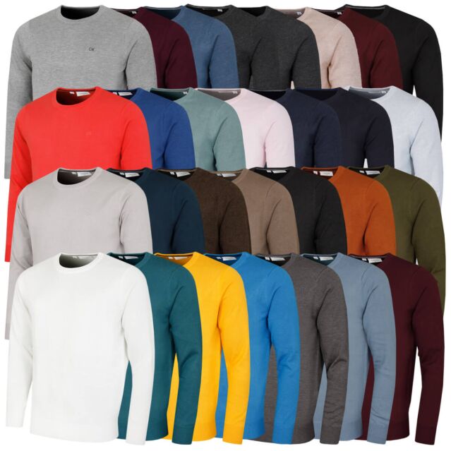 Calvin Klein Mens 2026 Crew Neck Cotton Breathable Golf Sweater