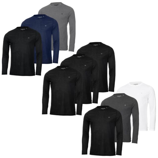 Calvin Klein Mens 2024 Assorted Long Sleeve 3 Pack Breathable Wicking T-Shirt