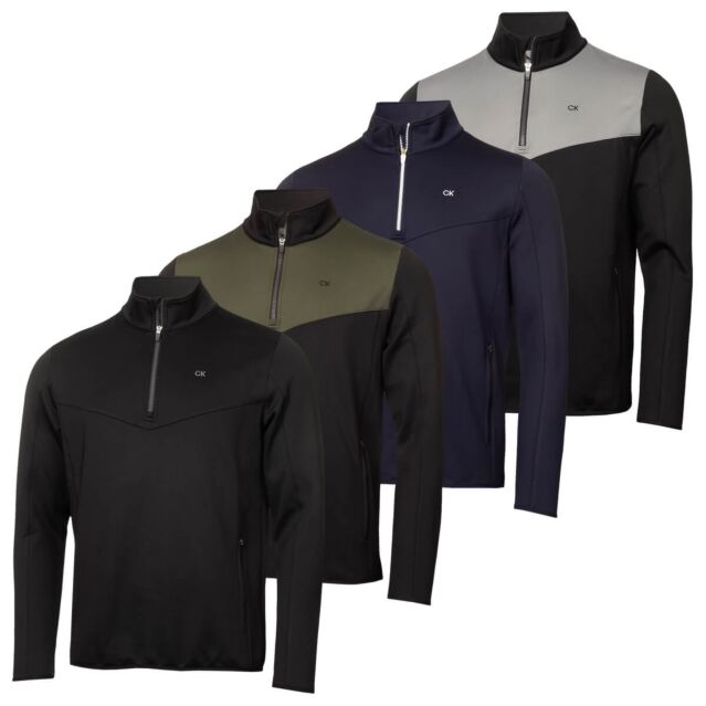 Calvin Klein Mens Traverse Half Zip Midlayer Stretch Golf Sweater