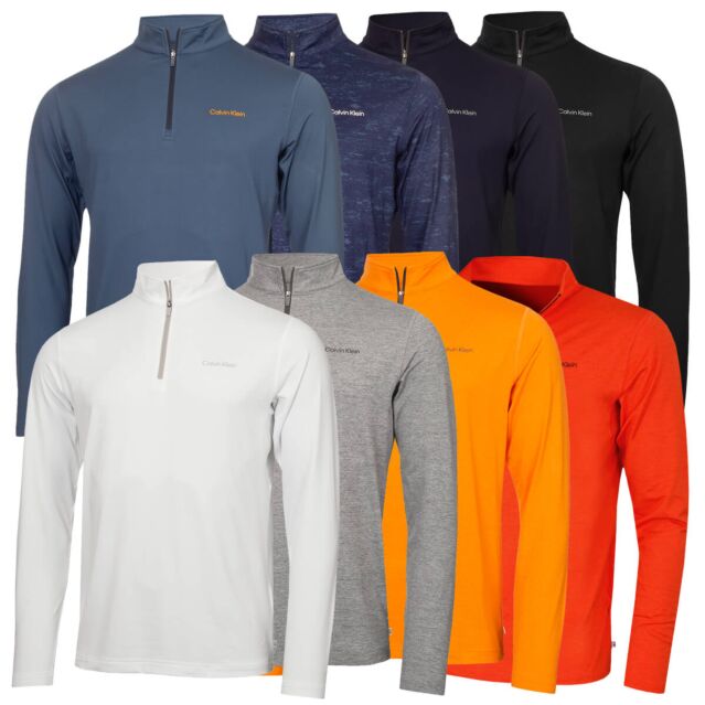 Calvin Klein Mens Newport Half Zip Thermal Breathable Lightweight Sweater