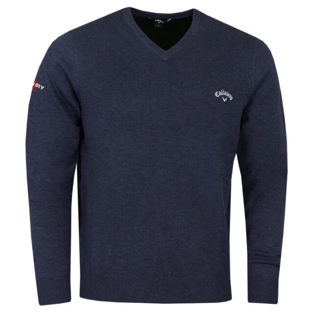 Callaway Golf Mens Odyssey LS V Neck 12 Gauge Embroidered Sweater