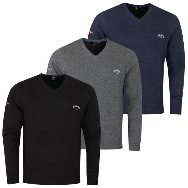 Callaway Golf Mens 2025 Ace Odyssey Long Sleeve V-Neck 12 Gauge Embroidered Sweater