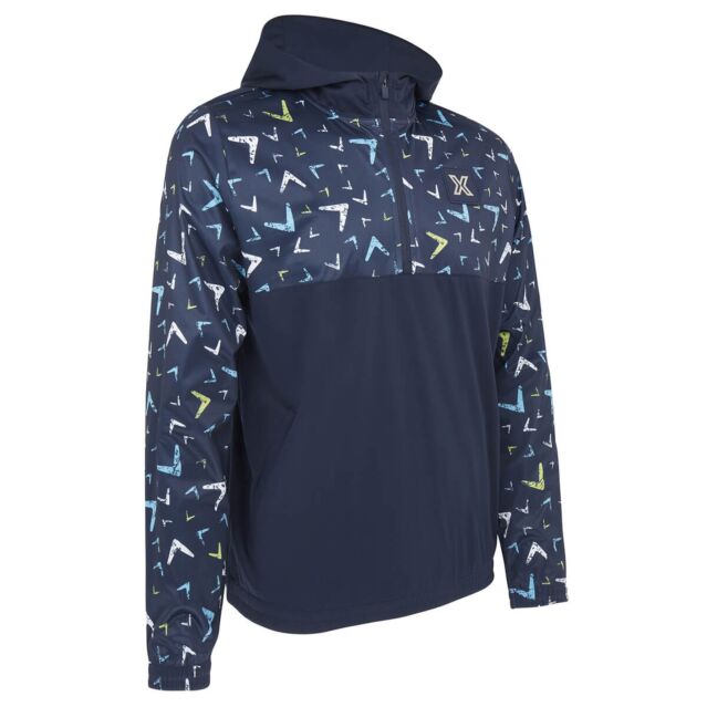 Callaway Golf Mens Multi Colour Chev Print Quarter Zip Side Pockets Hoody