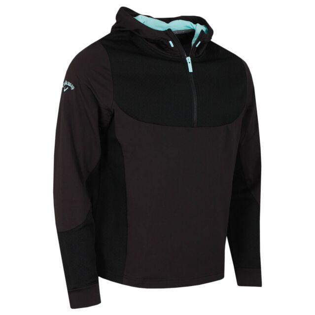 Callaway Golf Mens Quarter Zip Mixed Media Water Repellent Hoody