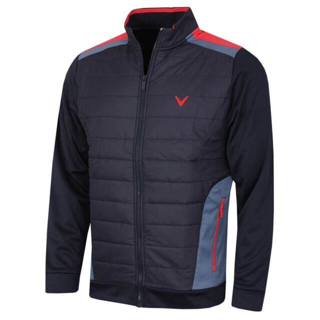 Callaway Golf Mens Racer Mixed Media Quilted Puffer Jacket