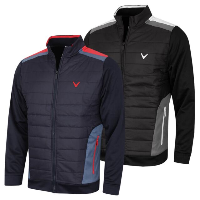 Callaway Golf Mens Racer Mixed Media Quilted Puffer Jacket