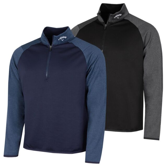 Callaway Golf Mens 2024 1/4 Zip Waffle Two-Tone Sport Midlayer Sweater