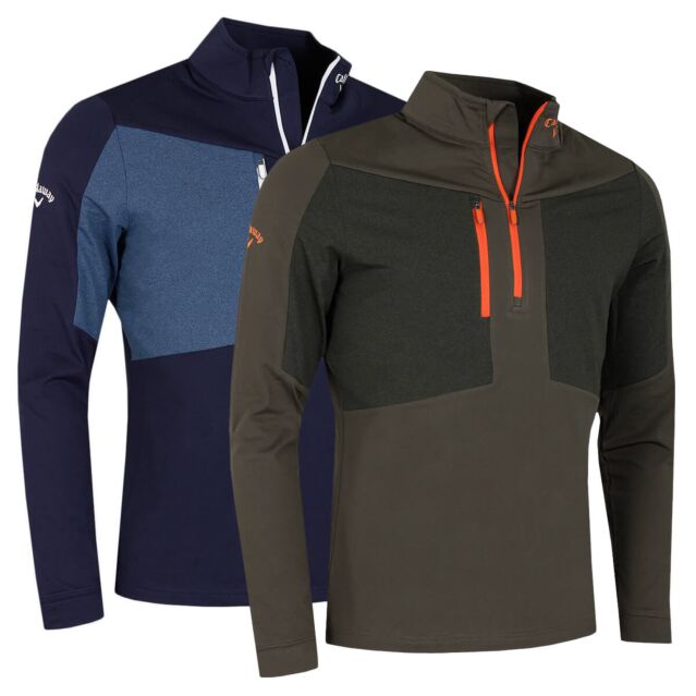 Callaway Golf Mens Aquapel Half Zip Mixed Media Water Repellent Sweater