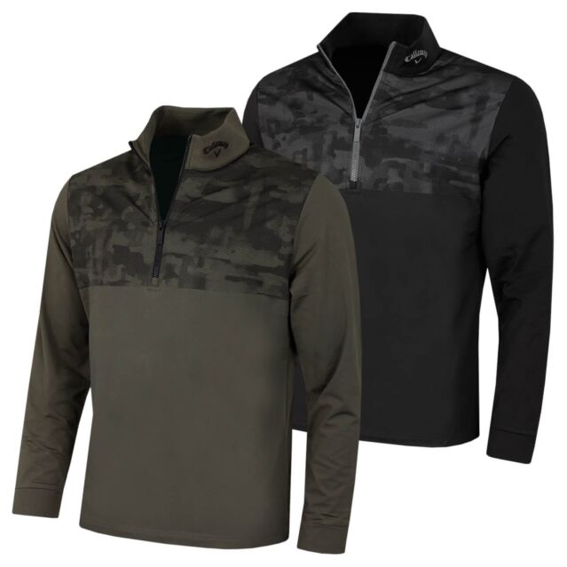 Callaway Golf Mens Quarter Zip Camo Water Repellent Sweater