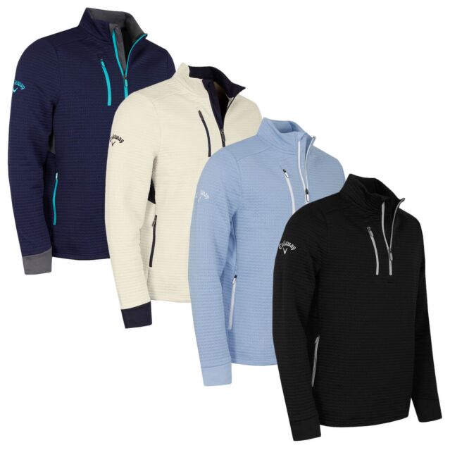 Callaway Golf Mens Midweight Textured Quarter Zip Fleece Sweater