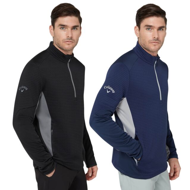 Callaway Golf Mens 2025 Midweight SwingTech Stretch Textured Golf Sweater