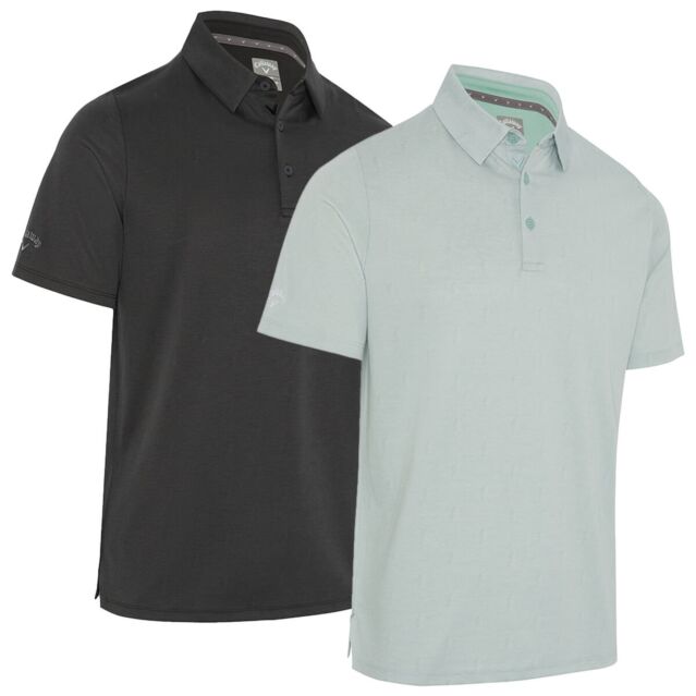 Callaway Golf Mens 2025 Chev Twill Jacquard SwingTech Opti-Dri Eco Polo Shirt