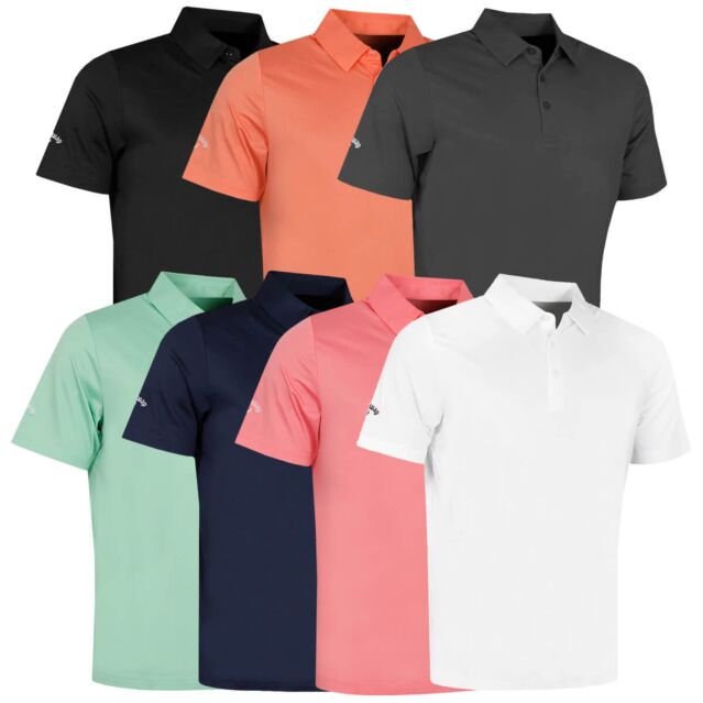 Callaway Golf Mens 2026 SwingTech Solid Stretch Moisture Wicking Polo Shirt