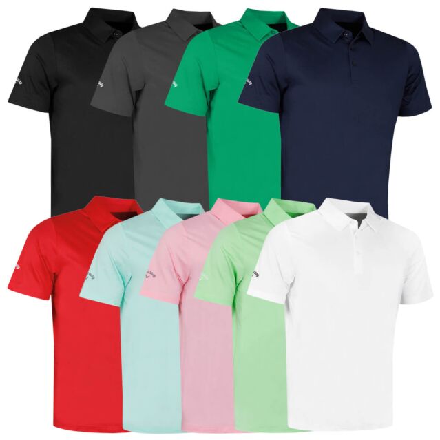 Callaway Golf Mens 2024 Swingtech Solid Stretch Moisture Wicking Polo Shirt