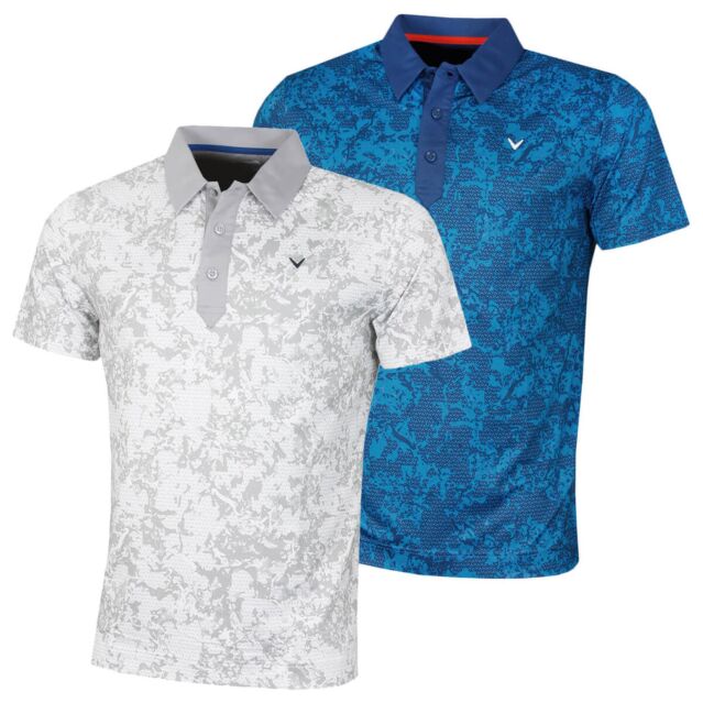 Callaway Golf Mens All Over Abstract Camo Printed Stretch Polo Shirt
