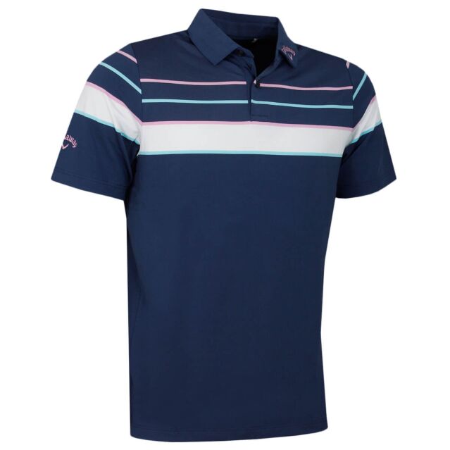 Callaway Golf Mens Resort Ventilated Shoulder Block Stretch Polo Shirt