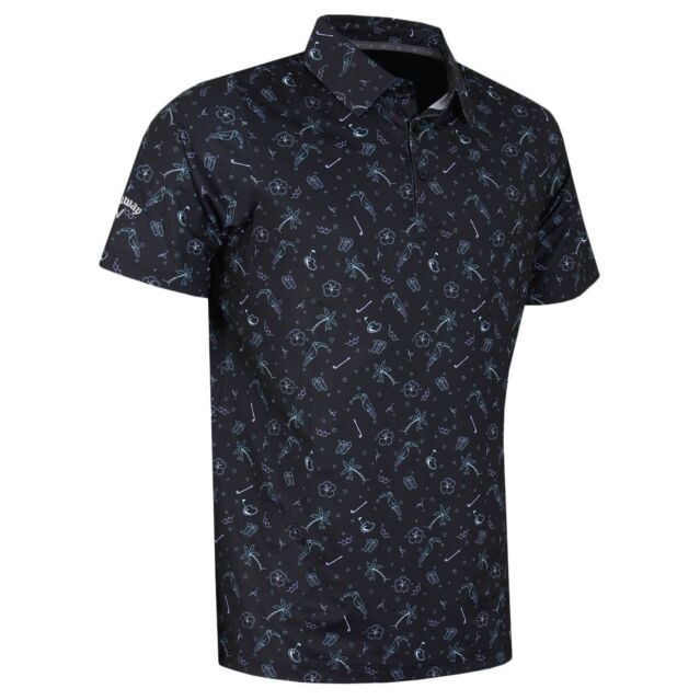 Callaway Golf Mens All Over Tucan Print Sustainable Stretch Polo Shirt