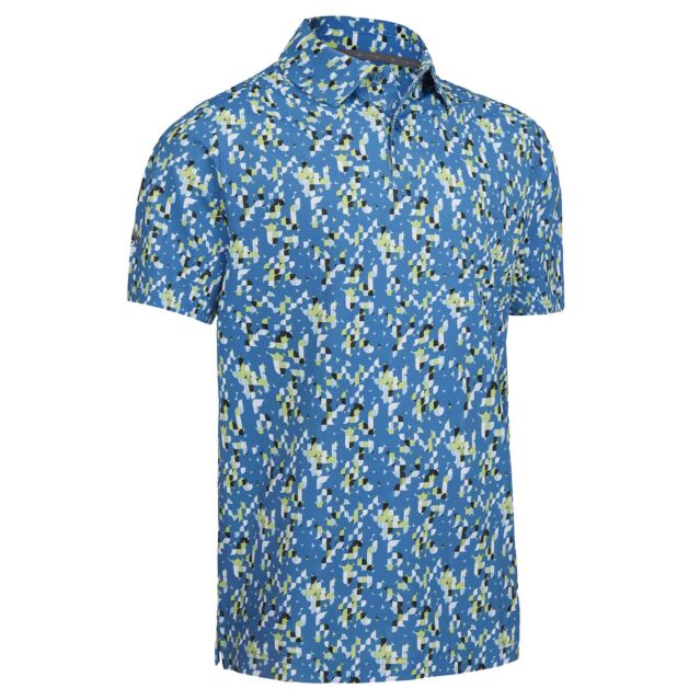 Callaway Golf Mens All Over Tropical Micro Stretch Eco Friendly Polo Shirt