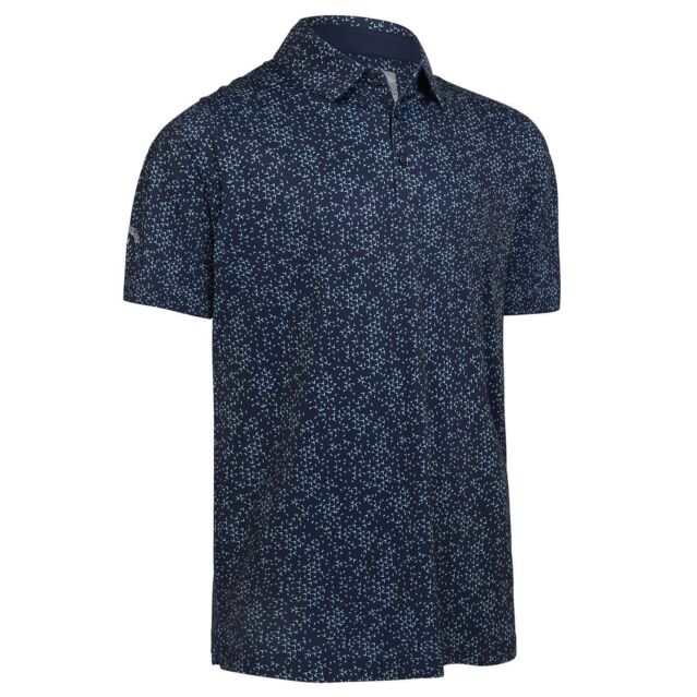Callaway Golf Mens All Over Chev Moisture Wicking Stretch Polo Shirt