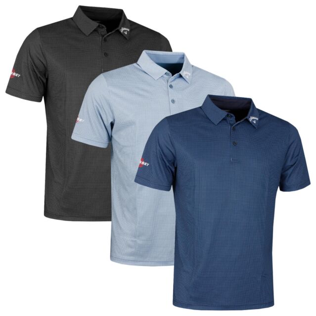 Callaway Golf Mens Short Sleeve Gingham Print Odyssey Polo Shirt