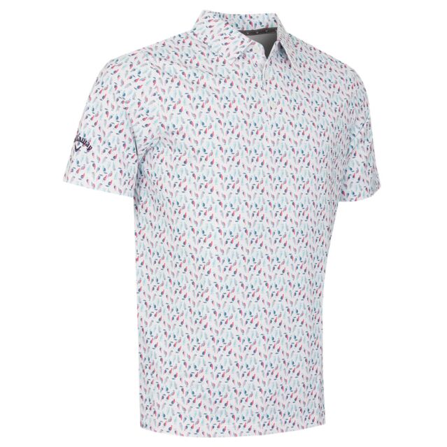 Callaway Golf Mens Birdie Print Moisture Wicking Easy Care Polo Shirt