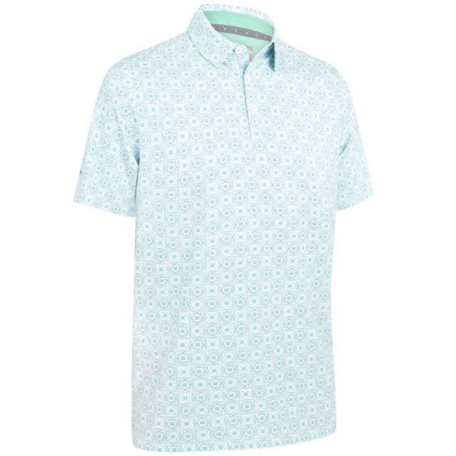 Callaway Golf Mens Golf Foulard Printed Wicking Polo Shirt