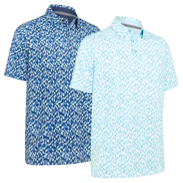 Callaway Golf Mens 2025 Kaleidoscope Chev Moisture Wicking Golf Polo Shirt
