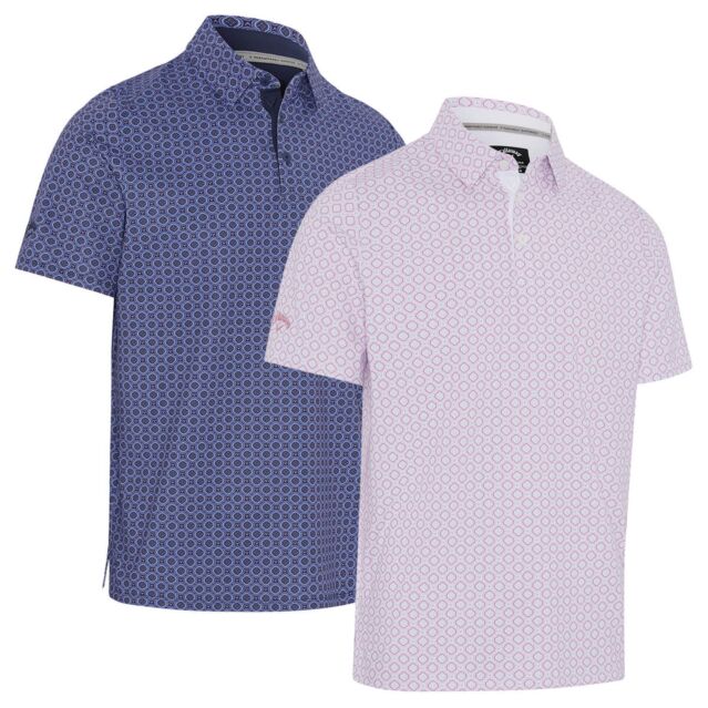 Callaway Mens Golf Club Print Opti-Dri Swing Tech Stretch Golf Polo Shirt