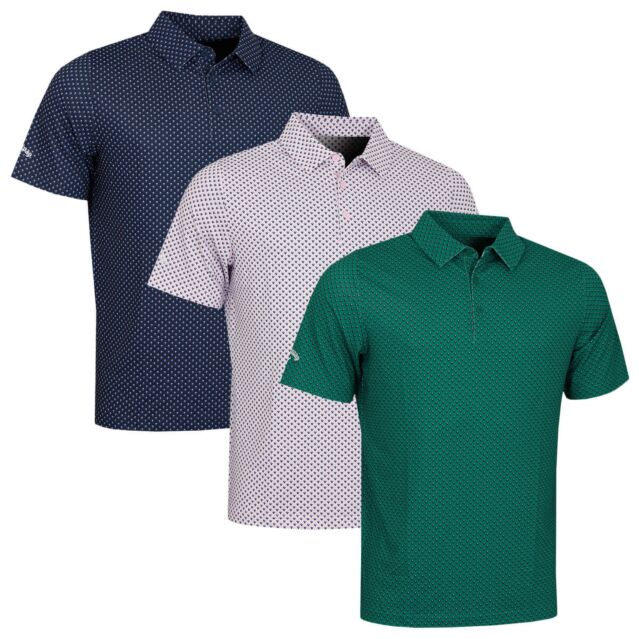 Callaway Mens TM Golf Micro Print Opti-Dri Easy Care Golf Polo Shirt