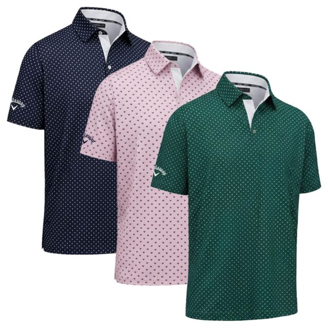 Callaway Mens TM Golf Micro Print Opti-Dri Easy Care Golf Polo Shirt