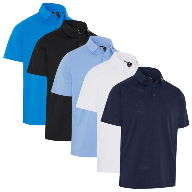Callaway Mens Odyssey Ventilated Jaquard Opti-Dri Stretch Golf Polo Shirt