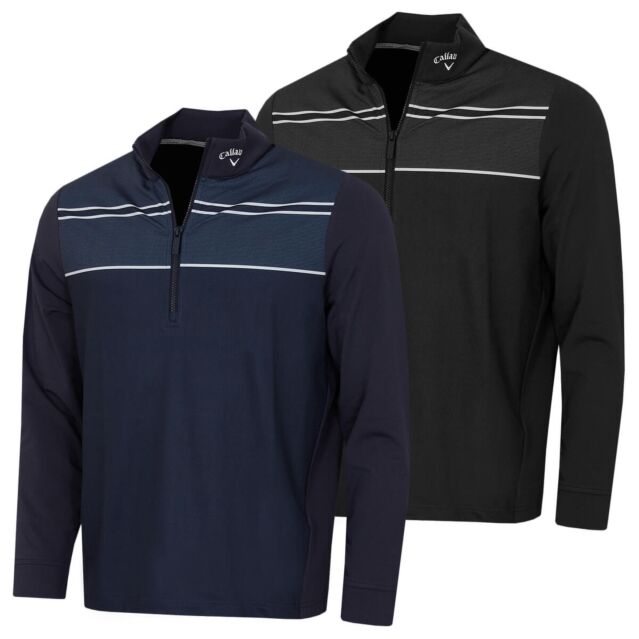 Callaway Mens Blocked Printed Chev Textured Pullover Stretch Golf Sweater