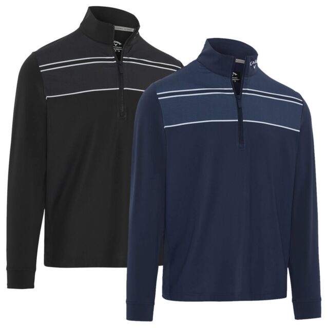 Callaway Mens Blocked Printed Chev Textured Pullover Stretch Golf Sweater