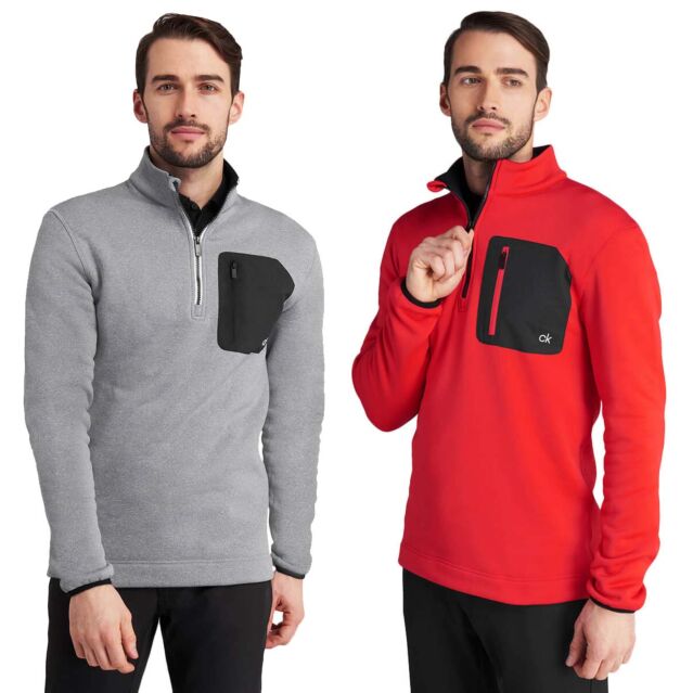 Calvin Klein Mens Pinnacle Half Zip Durable Performance Stretch Sweater