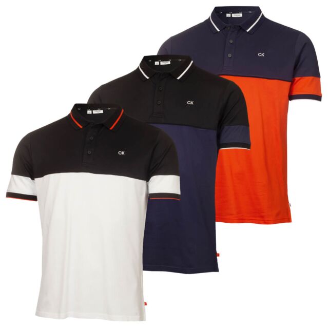 Calvin Klein Mens Marshall Recycled Easy Care Wicking Golf Polo Shirt