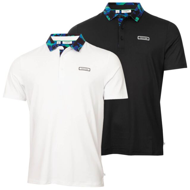 Calvin Klein Mens 2025 Seabury Multi-Colour Print Breathable Golf Polo Shirt