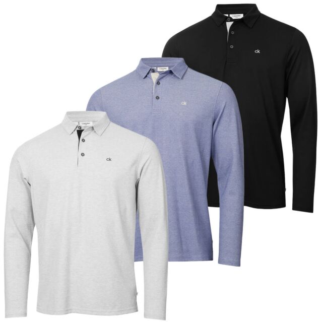 Calvin Klein Mens 2025 Bayard Long Sleeve Stretch Lightweight Golf Polo Shirt
