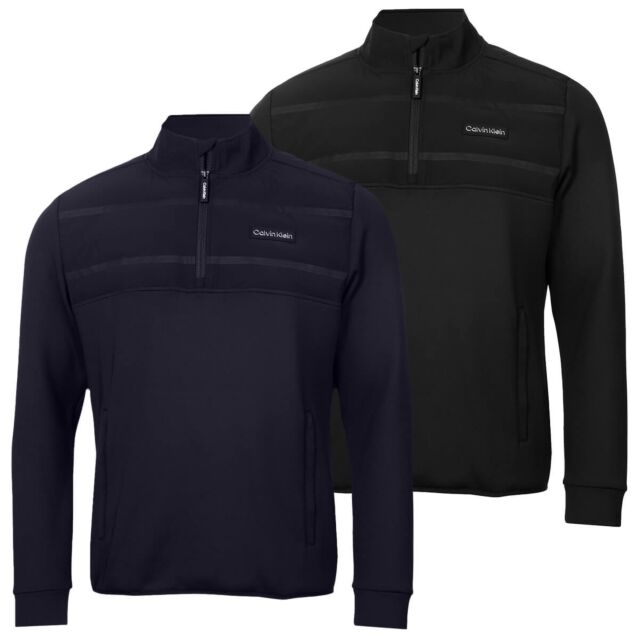 Calvin Klein Mens 2025 Houston Hybrid Full Zip Stretch Insulated Golf Sweater