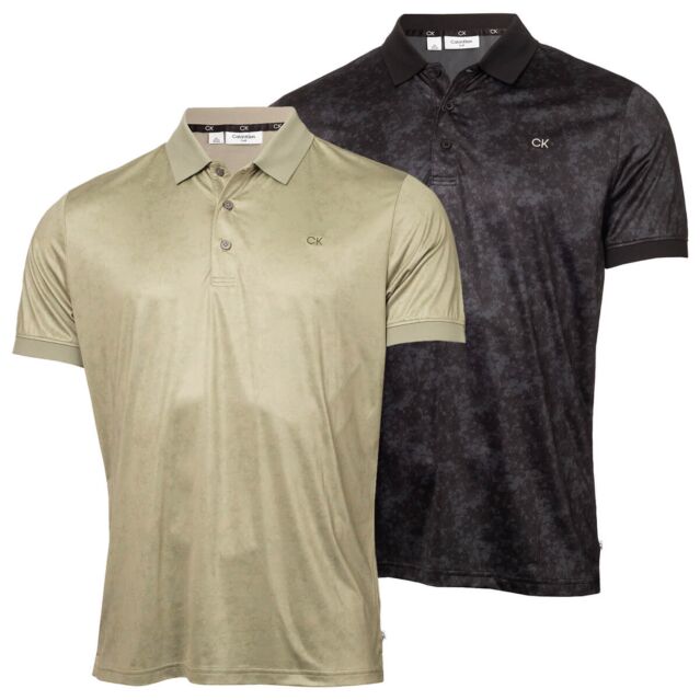 Calvin Klein Mens Tie Dye Print Sustainable Lightweight Golf Polo Shirt