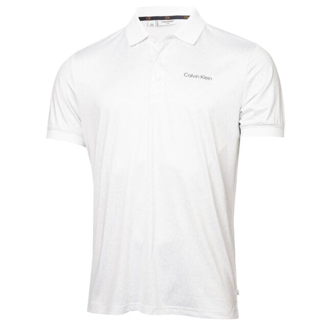 Calvin Klein Mens Fracture Print UV Protection Wicking Golf Polo Shirt
