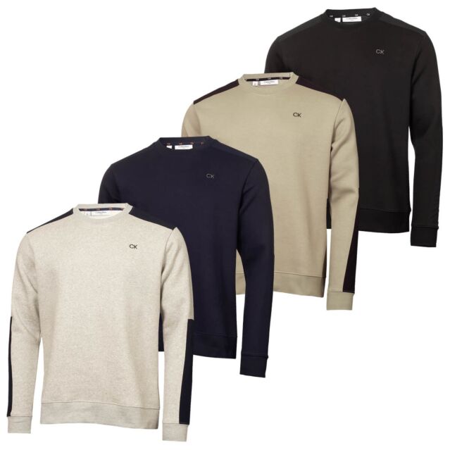 Calvin Klein Mens Walker Crew Neck Cotton Blend Comfort Golf Sweater