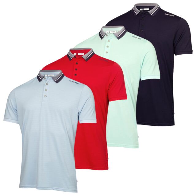 Calvin Klein Mens 2024 Parramore Quick Dry Moisture Wicking Golf Polo Shirt