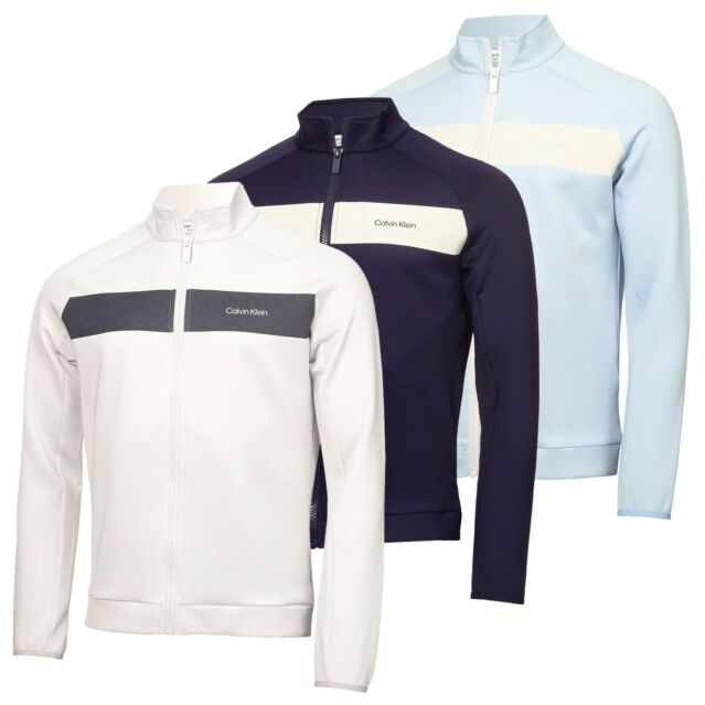 Calvin Klein Mens 2024 Parkbury Full Zip Stretch Breathable Golf Sweater