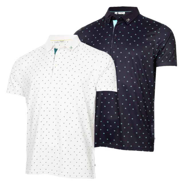 Calvin Klein Mens 2025 Riverton Moisture Wicking Technical Golf Polo Shirt