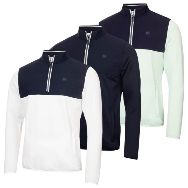 Calvin Klein Mens 2025 Atlantic Hybrid Stretch Insulated Half Zip Golf Sweater